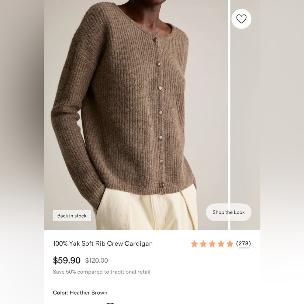 NWT Quince Yak Wool Rib Cardigan